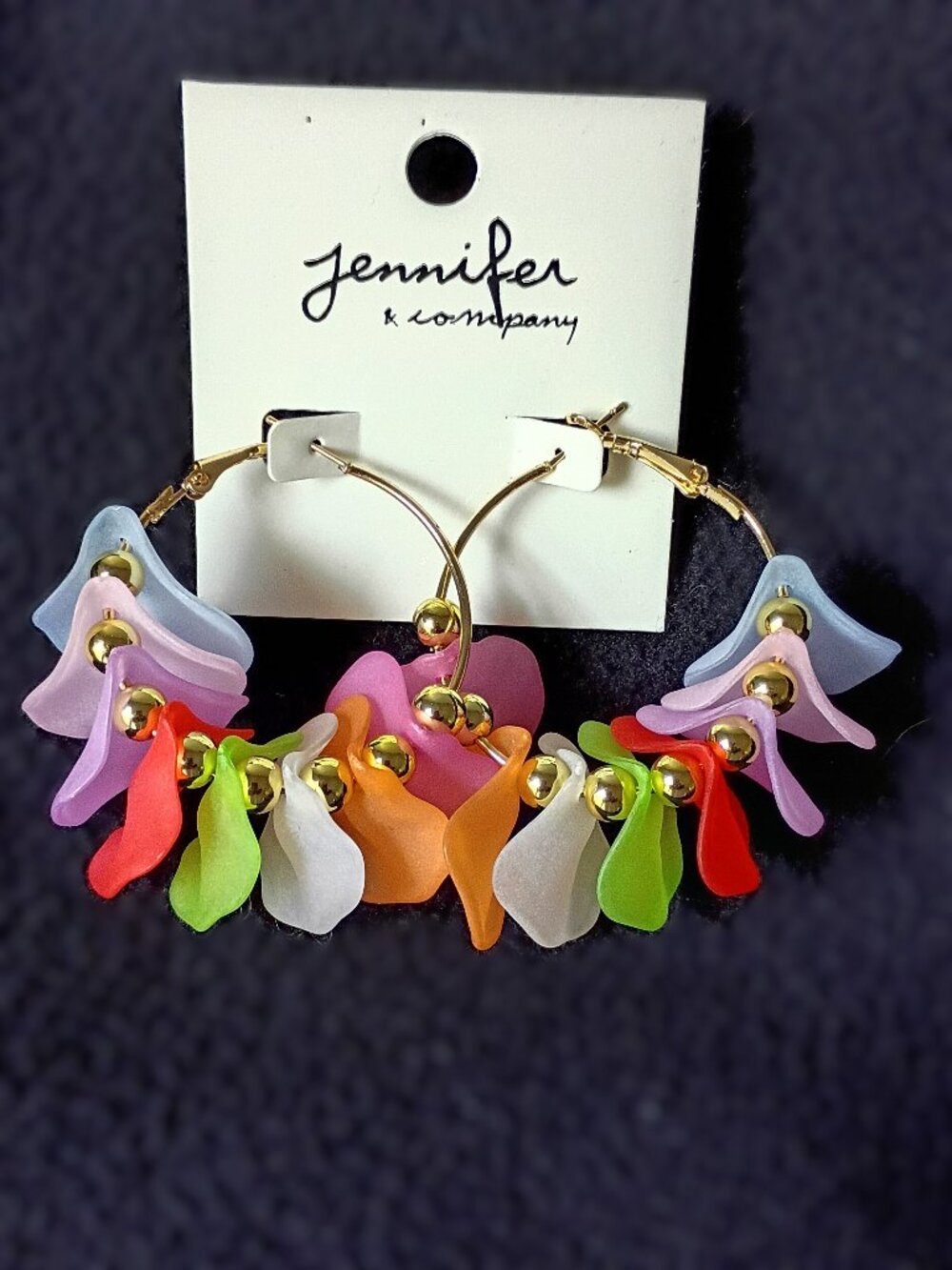 Abstract Leaf Hoop Earrings - Multicolor NWT